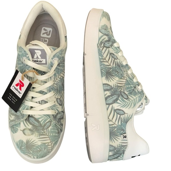 Rieker Shoes - Rieker White and Green Leaf Pattern Sneakers size 38(7-7.5 USA)
